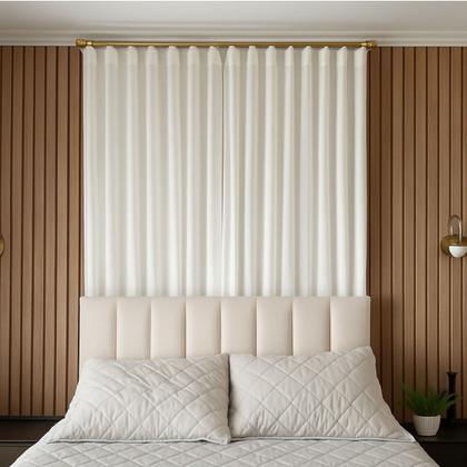 Imagem de Suporte Varão Duplo Alongado Parede 19/28mm Dourado Ilhós Argola Cortina Kit 1/2/3//4/5/6 Unid