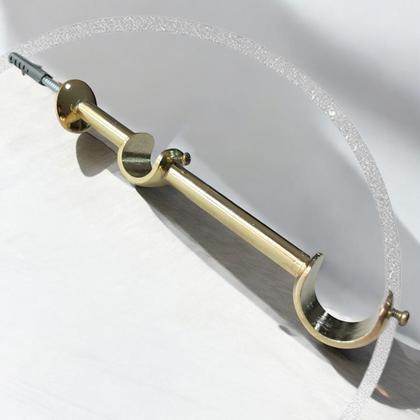 Imagem de Suporte Varão Duplo Alongado Parede 19/28mm Dourado Ilhós Argola Cortina Kit 1/2/3//4/5/6 Unid