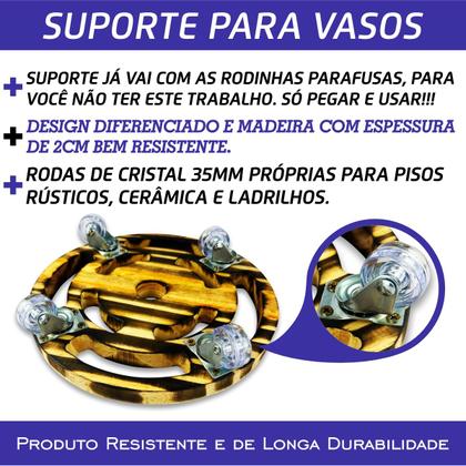 Imagem de Suporte Vaso De Planta Redondo Rodinhas Cristal 25 Cm Desenhada