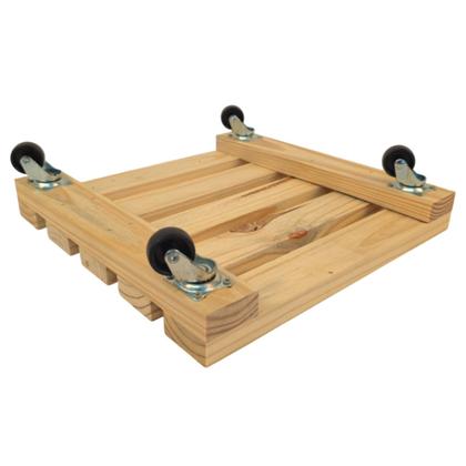 Imagem de Suporte Vaso Quadrado de Pinus 30cm Natural Roda Preta