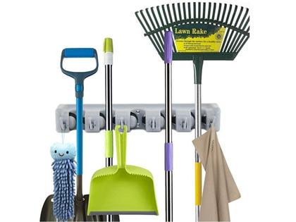 Imagem de Suporte Vassoura Organizador Parede Multiuso 5 Posições Rodo