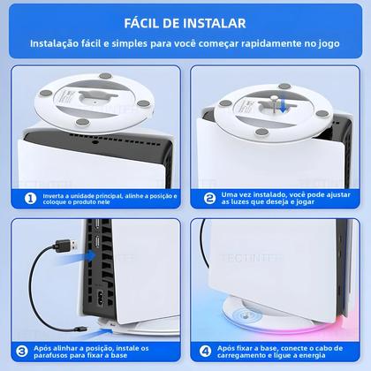 Imagem de Suporte Vertical De Resfriamento Com Luz RGB Para Console PS5 Slim Edição Digital Base