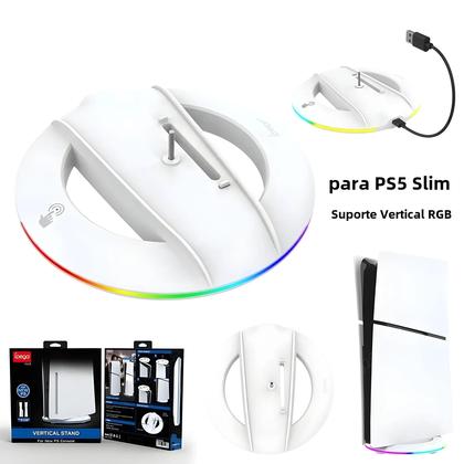 Imagem de Suporte Vertical para PS5 Slim com Base Estável e LED RGB - Versões Digital e de Disco