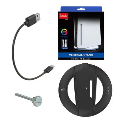 Imagem de Suporte Vertical Para Ps5 Slim e Pro Fisico E Digital Com Luz Rgb