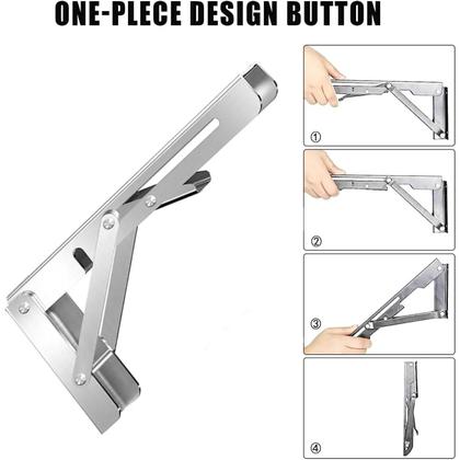 Imagem de Suportes de Prateleira Dobráveis de Aço Inoxidável - 2 Peças - Montagem na Parede (DIY)