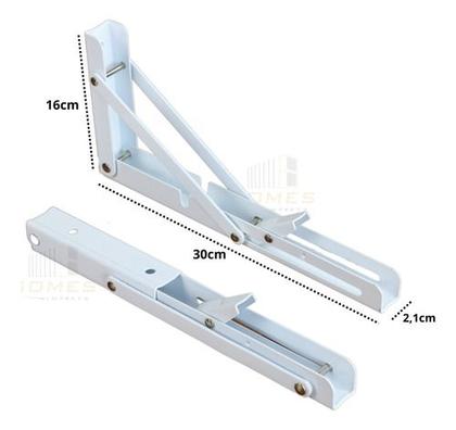Imagem de Suportes Mão Francesa Retrátil Dobrável Cantoneiras 30cm
