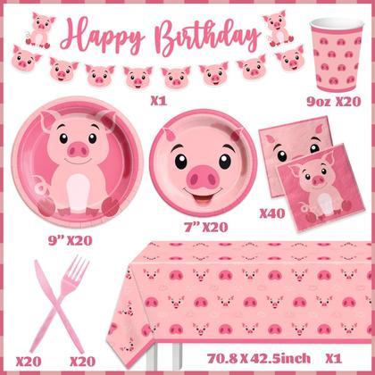 Imagem de Suprimentos de festa CMUSKO Pig e decorações de aniversário para 20 convidados