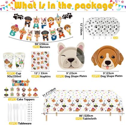 Imagem de Suprimentos de festa Hegbolke Dog Birthday serve 20 pessoas com banner