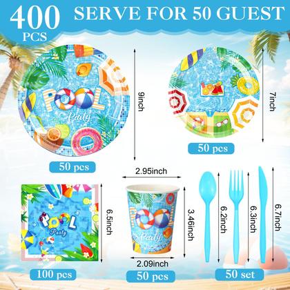Imagem de Suprimentos para festas Funnymoom Pool 400 unidades para 50 convidados no verão