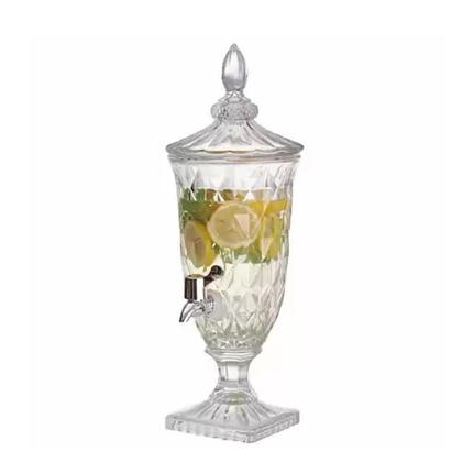 Imagem de Suqueira Cristal Dispenser Bebidas Vidro 2 Litros Com Torneira Luxo Vintage Festa Casamento