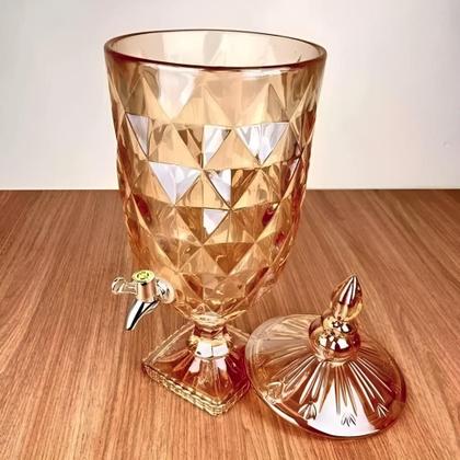 Imagem de Suqueira de cristal 5l c/ dispenser de bebidas visual vintage luxuoso dourado diamond