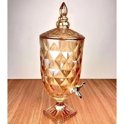 Imagem de Suqueira de cristal 5l diamond dourado dispenser de bebidas  luxo vintage