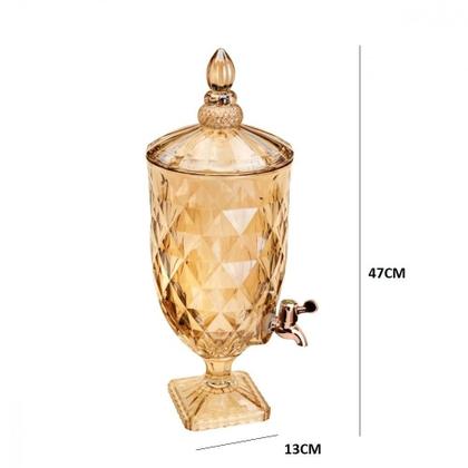 Imagem de Suqueira de cristal diamond 3 litros dispenser dourado de vidro bebidas agua casamento festa