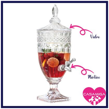 Imagem de Suqueira Dispensador Bebidas Vidro 3L c Torneira Class Home