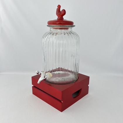 Suqueira Dispenser de Bebidas Vidro 3L Vermelho Farmhouse - Btc