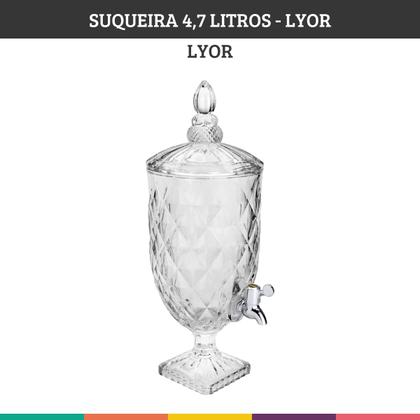 Imagem de Suqueira Vidro 4,5lts Dispenser para Água Aromatizada Suco Chá Lyor