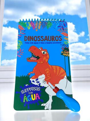 Imagem de Surpresas com Água: Dinossauro Kit c/ Livro Desenhos+Pincel