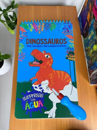 Imagem de Surpresas com Água: Dinossauro Kit c/ Livro Desenhos+Pincel