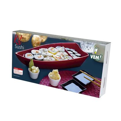 Imagem de Sushi Vemplast 1 Barco 2 Molheiras 2 Ramequim Polipropileno