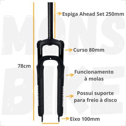 Imagem de Suspensão Bike 29 Garfo Amortecedor Bicicleta Aro 29 Mtb