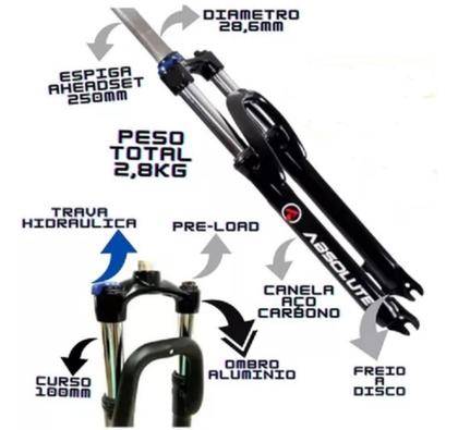 Imagem de Suspensão Bike Amortecedor Trava Aro 29 Absolute Ahd Mxfk18