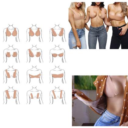 Imagem de Sutiã Adesivo de Fita Boob Tape Push Up Levanta e Modela + Protetor de Mamilos em Silicone