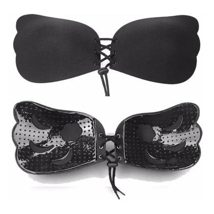 Imagem de Sutiã Adesivo Invisível Levanta Seio PUSH UP Com Amarração PRETO G