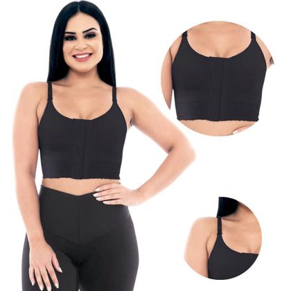 Imagem de Sutiã Alça Fina Alta Compressão Abertura Frontal Conforto Pós Cirúrgico 