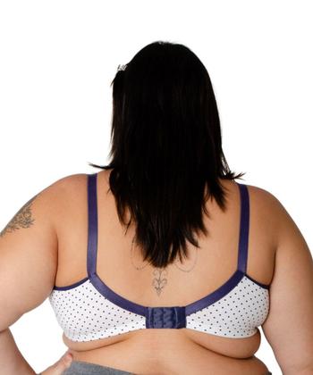 Imagem de Sutiã Amamentação com Algodão para Gestantes Branco Poá Marinho com Renda