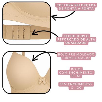 Imagem de Sutia Com Bojo Sutiã Feminino Reforçado Confort Alta Sustentaçao Levanta Seios Poliamida Sutian Produto Nacional