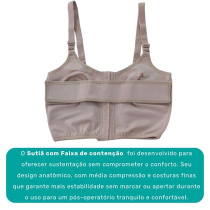 Imagem de Sutiã com Fechamento Frontal Busto Flexível Faixa de Contenção para Protése Macom