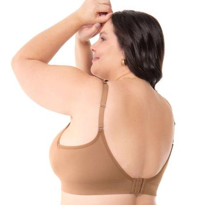 Imagem de Sutiã Comfort Plus Duplo Alças Largas Reguláveis com Bojo sem Costura Amêndoa