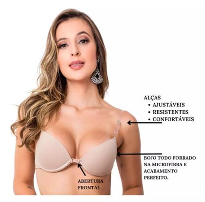 Imagem de Sutiã de Bojo Com Alça De Silicone Transparente Invisível Com Bojo Nadador Com Duas Alças