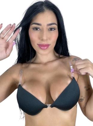 Imagem de Sutiã de Bojo Com Alça De Silicone Transparente Invisível Com Bojo Nadador Com Duas Alças