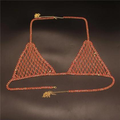 Imagem de Sutiã De Rede Com Strass Boho Para Mulheres, Lingerie Com Corrente Corporal, Joias Sexy, Calcinhas