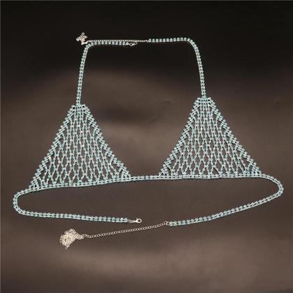Imagem de Sutiã De Rede Com Strass Boho Para Mulheres, Lingerie Com Corrente Corporal, Joias Sexy, Calcinhas