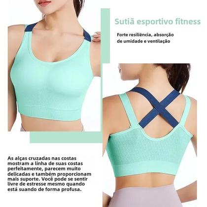 Imagem de Sutiã Esportivo Feminino Sem Costura - Regata Respirável para Yoga e Fitness (P, M, G, XG)