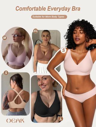 Imagem de Sutiã feminino confortável Deep V Wireless Push Up Push Up GG