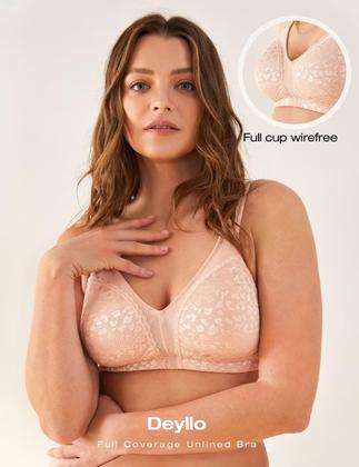 Imagem de Sutiã feminino Deyllo com cobertura total plus size 38DD rosa leopardo