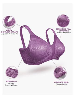 Imagem de Sutiã feminino Deyllo com cobertura total plus size minimizer roxo