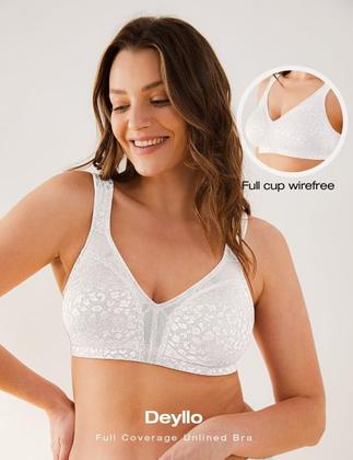 Imagem de Sutiã feminino Deyllo Full Coverage Plus Size 44C branco