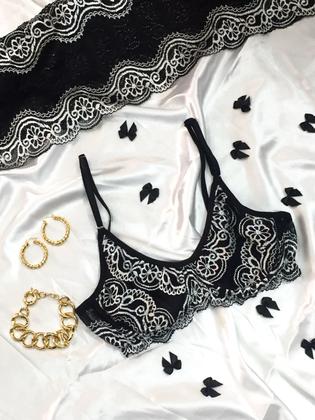 Imagem de Sutiã Feminino Sem Bojo Com Aro Tule Renda Sutiã Rendado