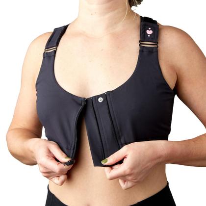Imagem de Sutiã HEART & CORE Shirl pós-cirúrgico Racerback Zipper L - preto