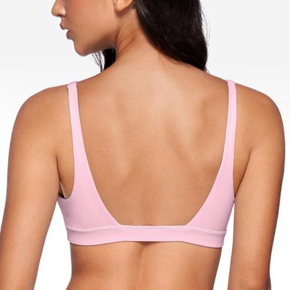 Imagem de Sutiã INGIA Yoga Sem Costura com Bojo e Decote V Profundo Rosa Leite Tamanho S
