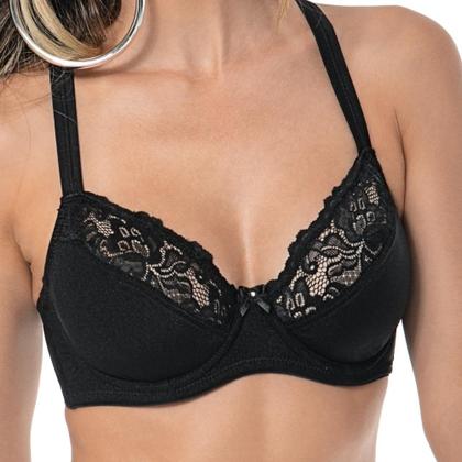 Imagem de Sutiã Lousane DeMillus  Sem Bojo,Com aro, Renda Delicada e Conforto Diário