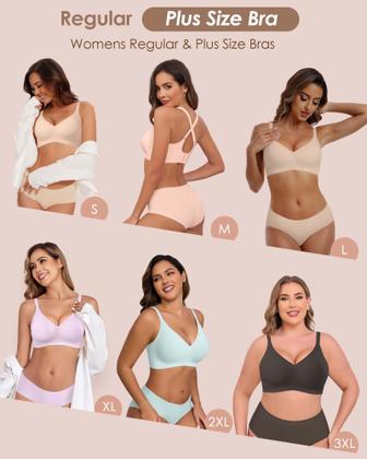 Imagem de Sutiã LUXMAY Seamless Wireless com cobertura total, decote em V, azul celeste, XL