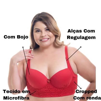 Imagem de Sutiã Plus Size Cropped Microfibra e Renda Vislumbre ref 1019