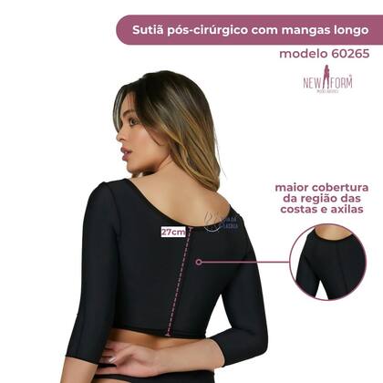 Imagem de Sutiã pós-cirúrgico com mangas longo Lipo de Braços New Form