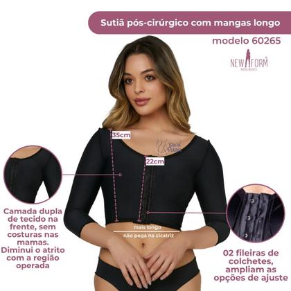 Imagem de Sutiã pós-cirúrgico com mangas longo Lipo de Braços New Form