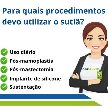 Imagem de Sutiã Pós-Cirúrgico Longo com Base Reforçada Alça Regulável Renda Mamoplástia New Form
